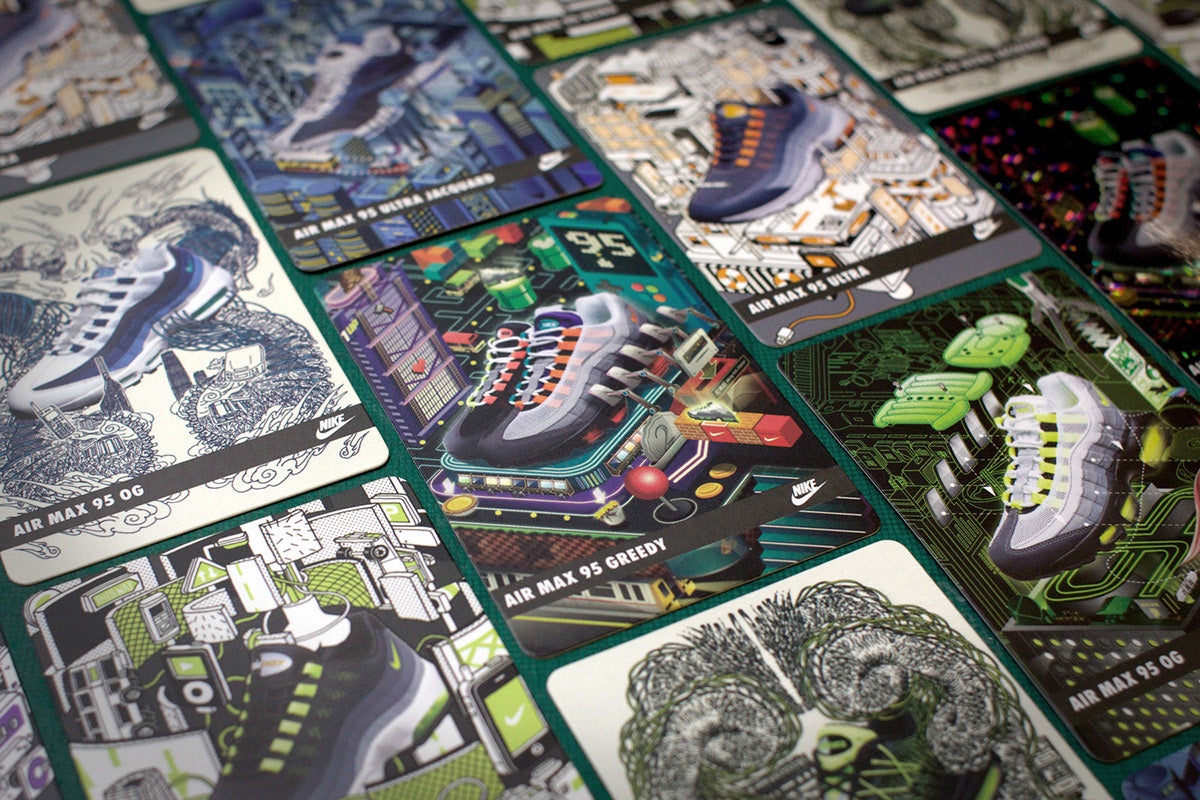 Many colorful trading cards that shows the customization on our non-fungible cards.